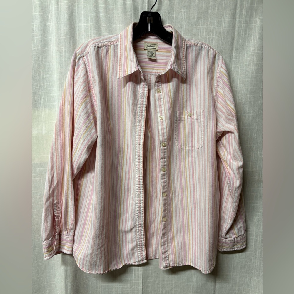 L L bean  Pink Striped women’s  Shirt